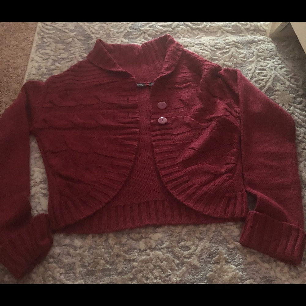 Wine colored cardigan sweater